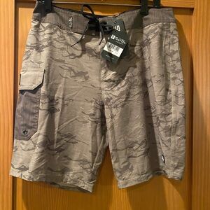 Salt Life Men’s SLX-QD Khaki/Brown Swim Trunks Boardshorts NWT Size 30 Inseam 9”